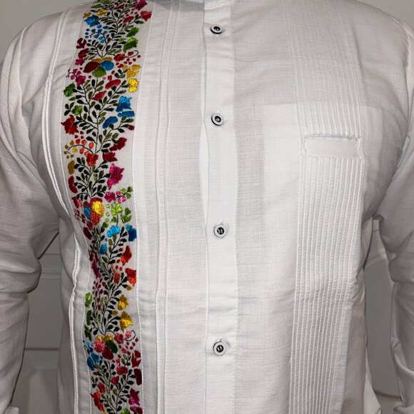 Hand Made Long Sleeve San Antonino embroidery Mexican guayabera Shirt. - Picture 9 of 11